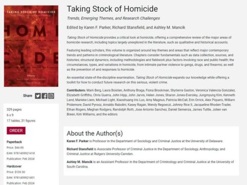 Contribution to Scholarly Publication, “Taking Stock in Homicide.” – Dr ...